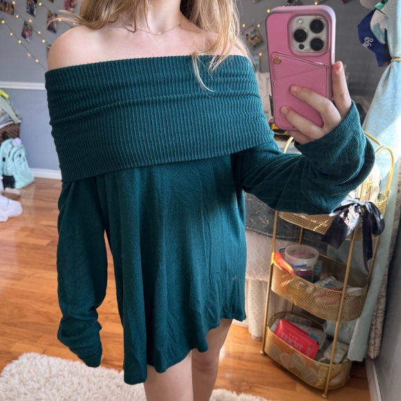 Apt. 9 Evergreen Off the Shoulder Sweater - Picture 1 of 6